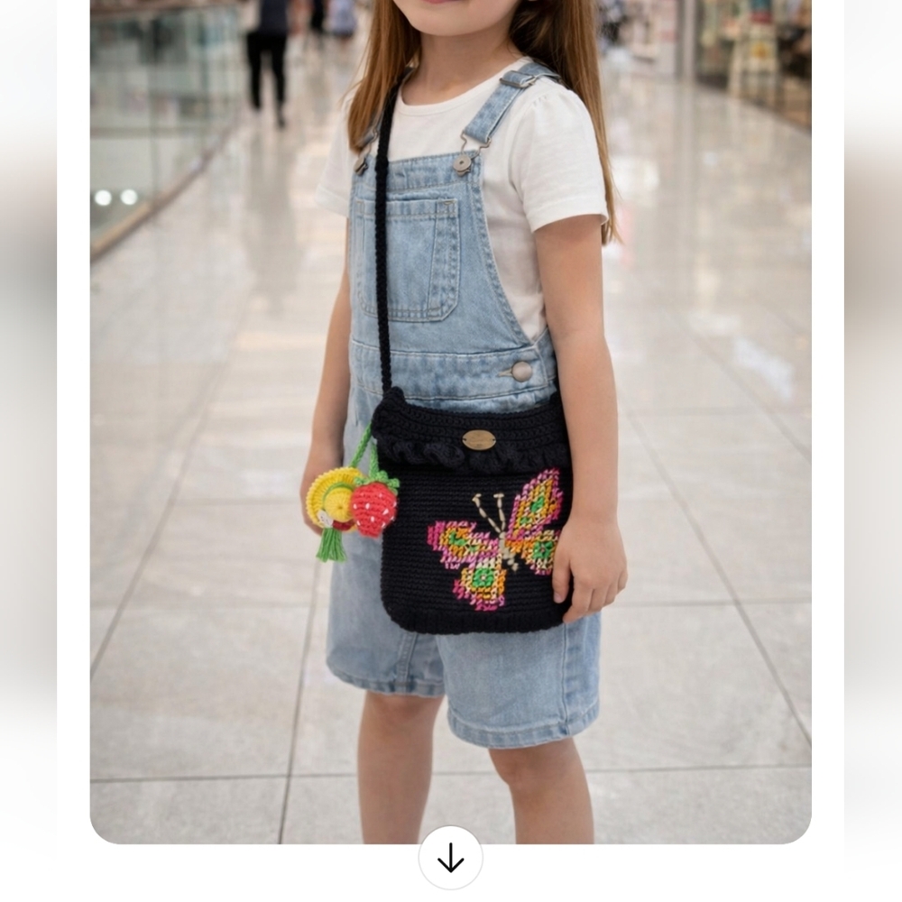Handcrafted Black Butterfly Shoulder Bag